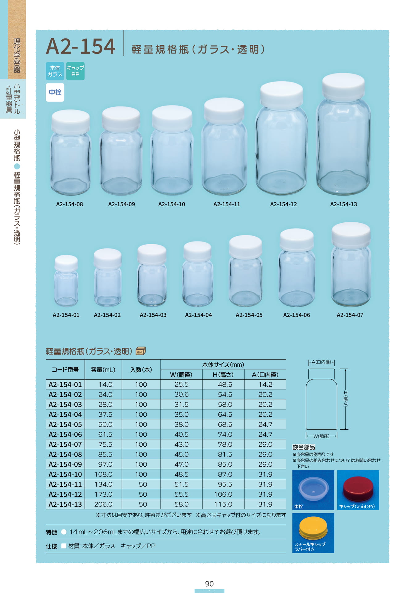 P.092 小型規格瓶 A2-154 (カタログ上表記P.090)