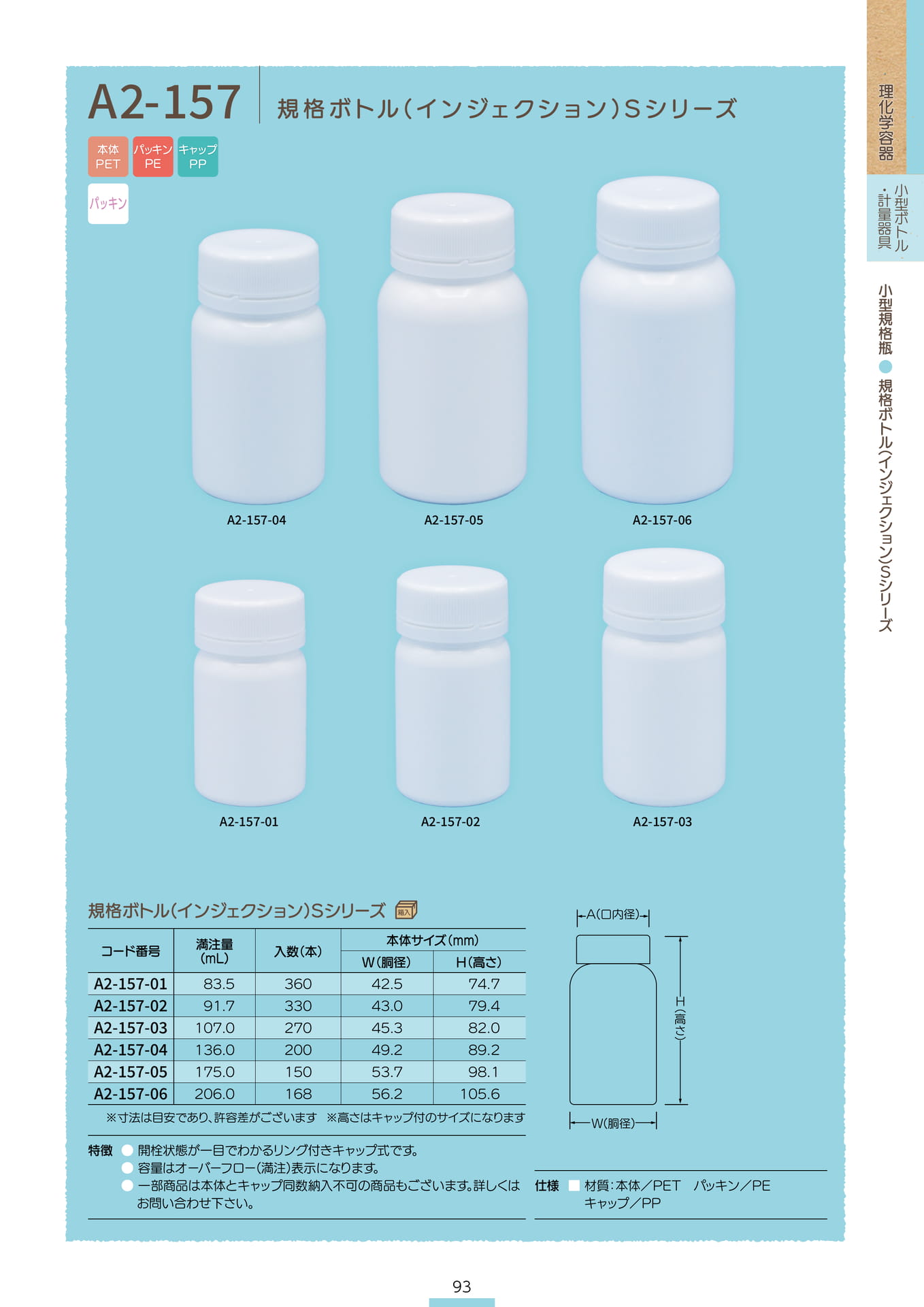 P.095 小型規格瓶 A2-157 (カタログ上表記P.093)