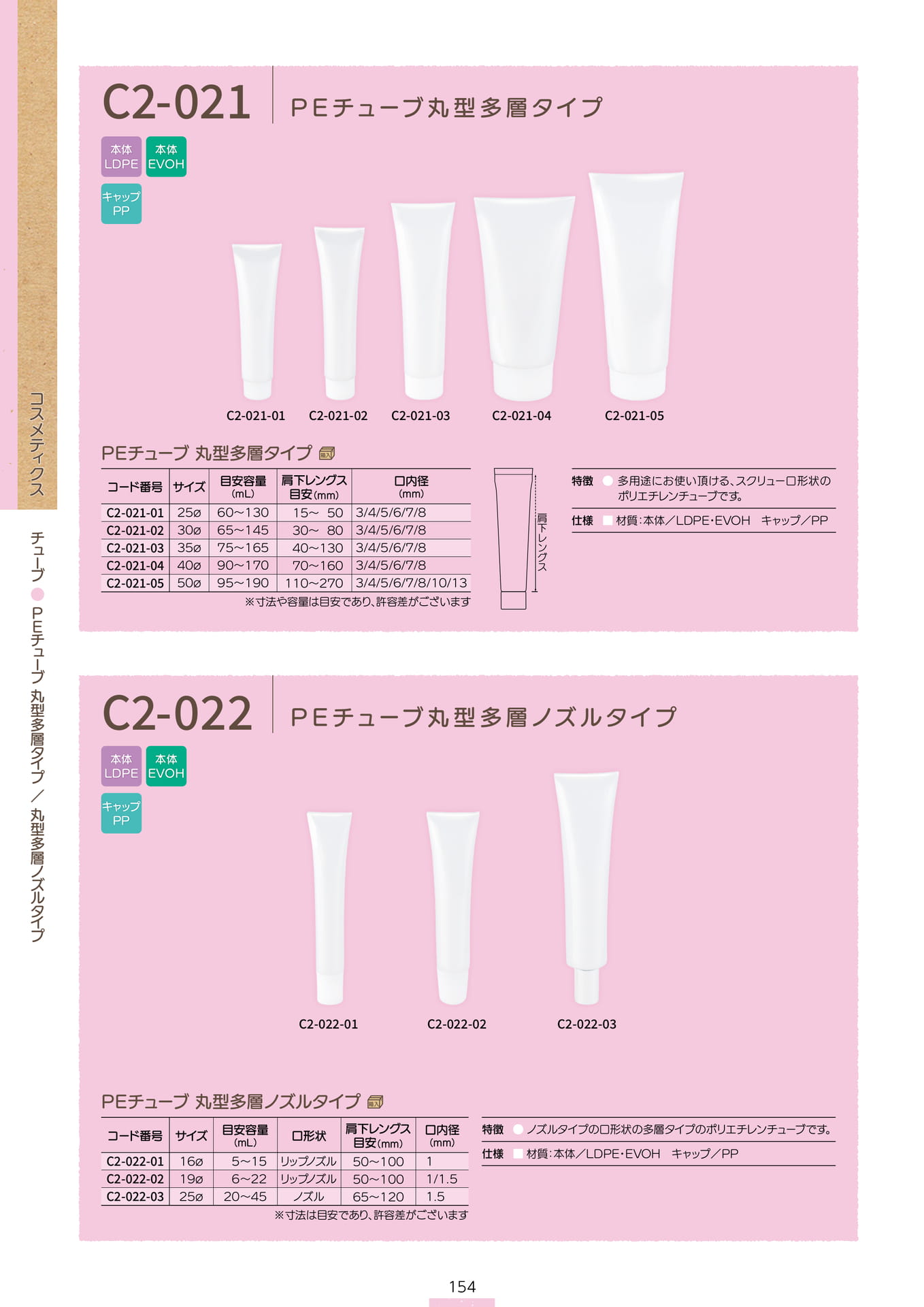 P.156 チューブ C2-021/C2-022 (カタログ上表記P.154)