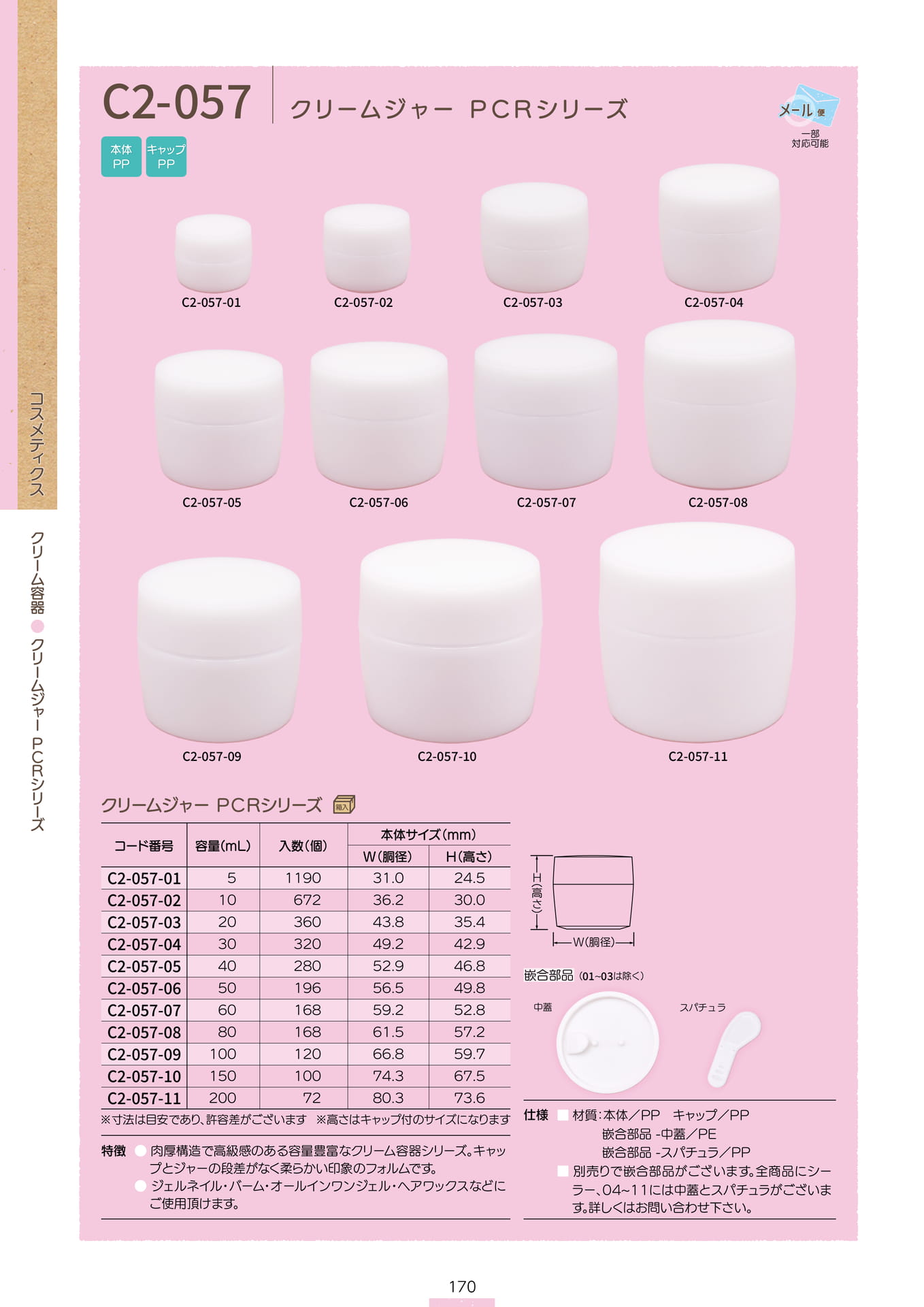 P.172 クリーム容器 C2-057 (カタログ上表記P.170)