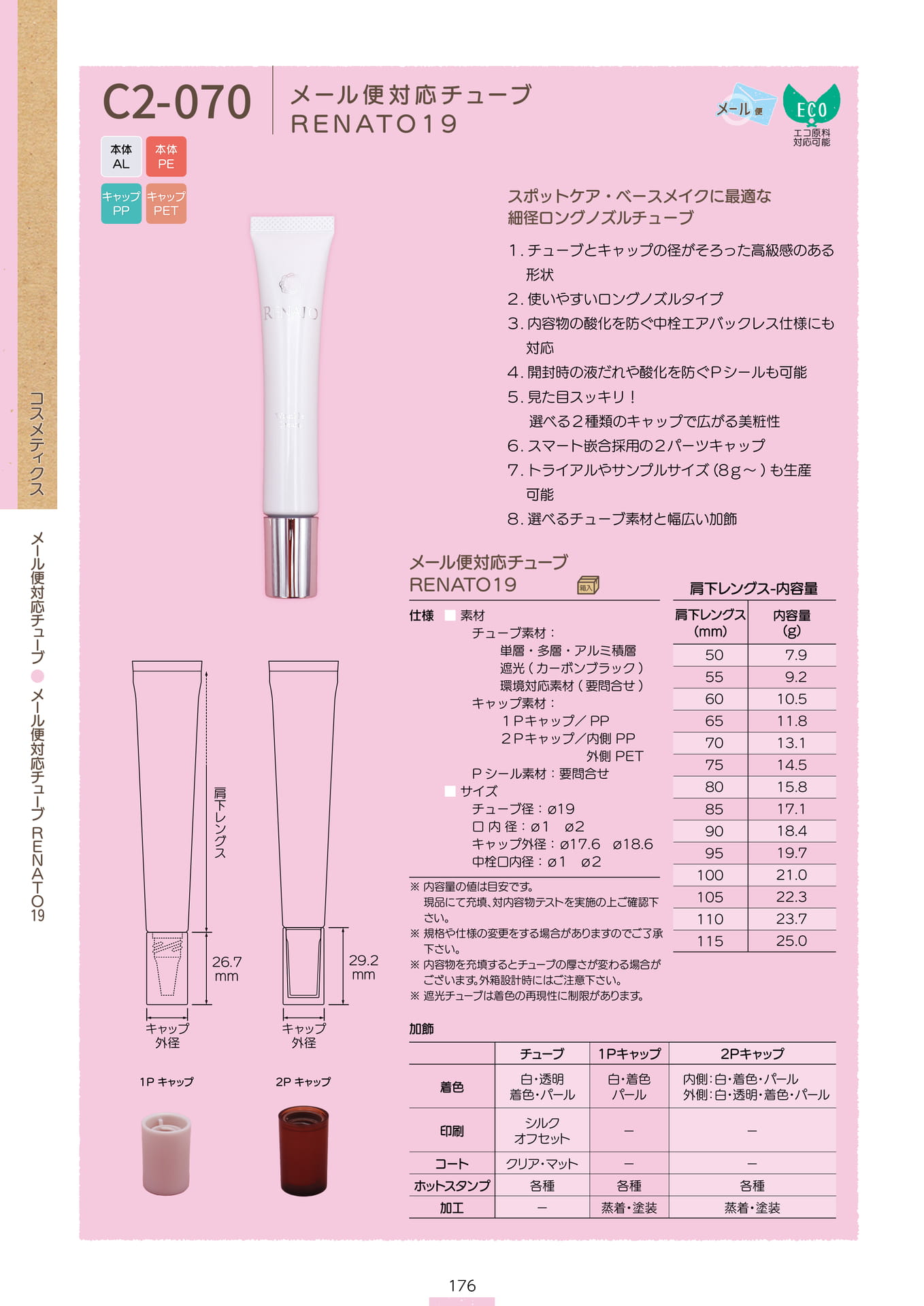 P.178 メール便対応チューブ C2-070 (カタログ上表記P.176)