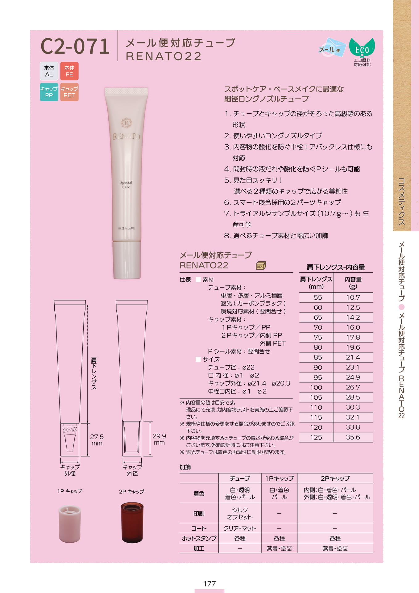P.179 メール便対応チューブ C2-071 (カタログ上表記P.177)