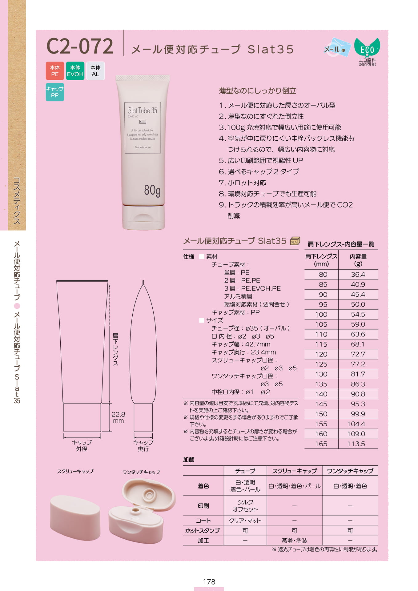 P.180メール便対応チューブ C2-072 (カタログ上表記P.178)