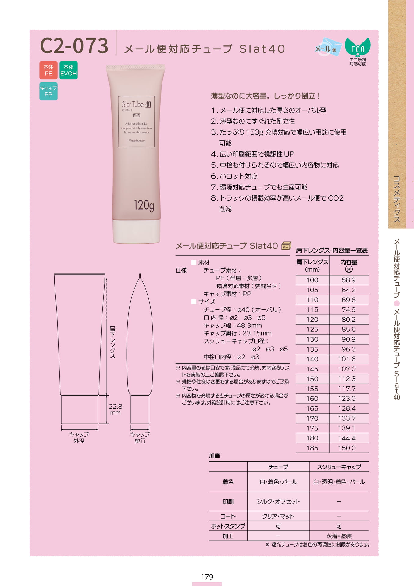 P.181 メール便対応チューブ C2-073 (カタログ上表記P.179)