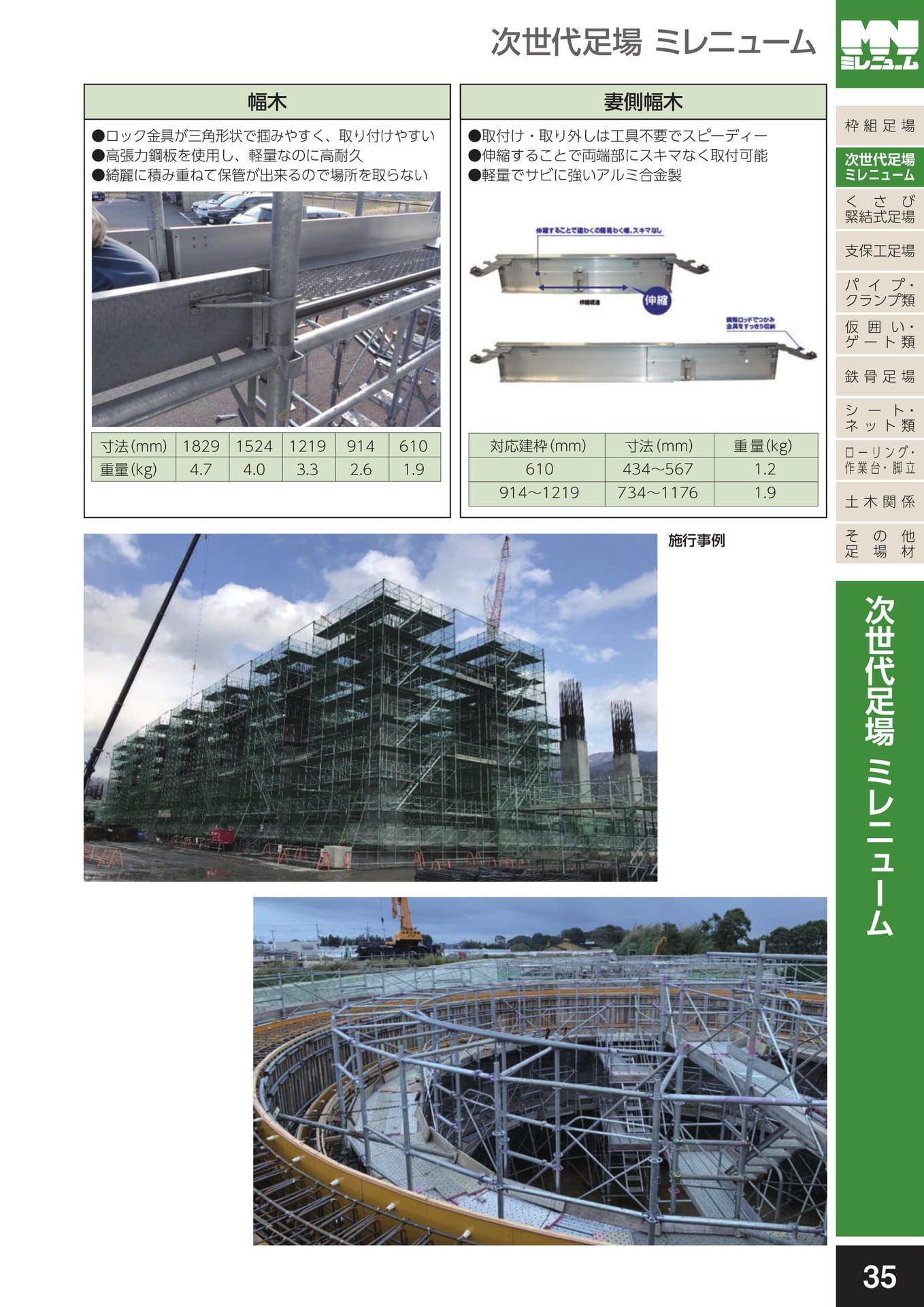 次世代足場ミレニューム/幅木・妻側幅木・施工事例