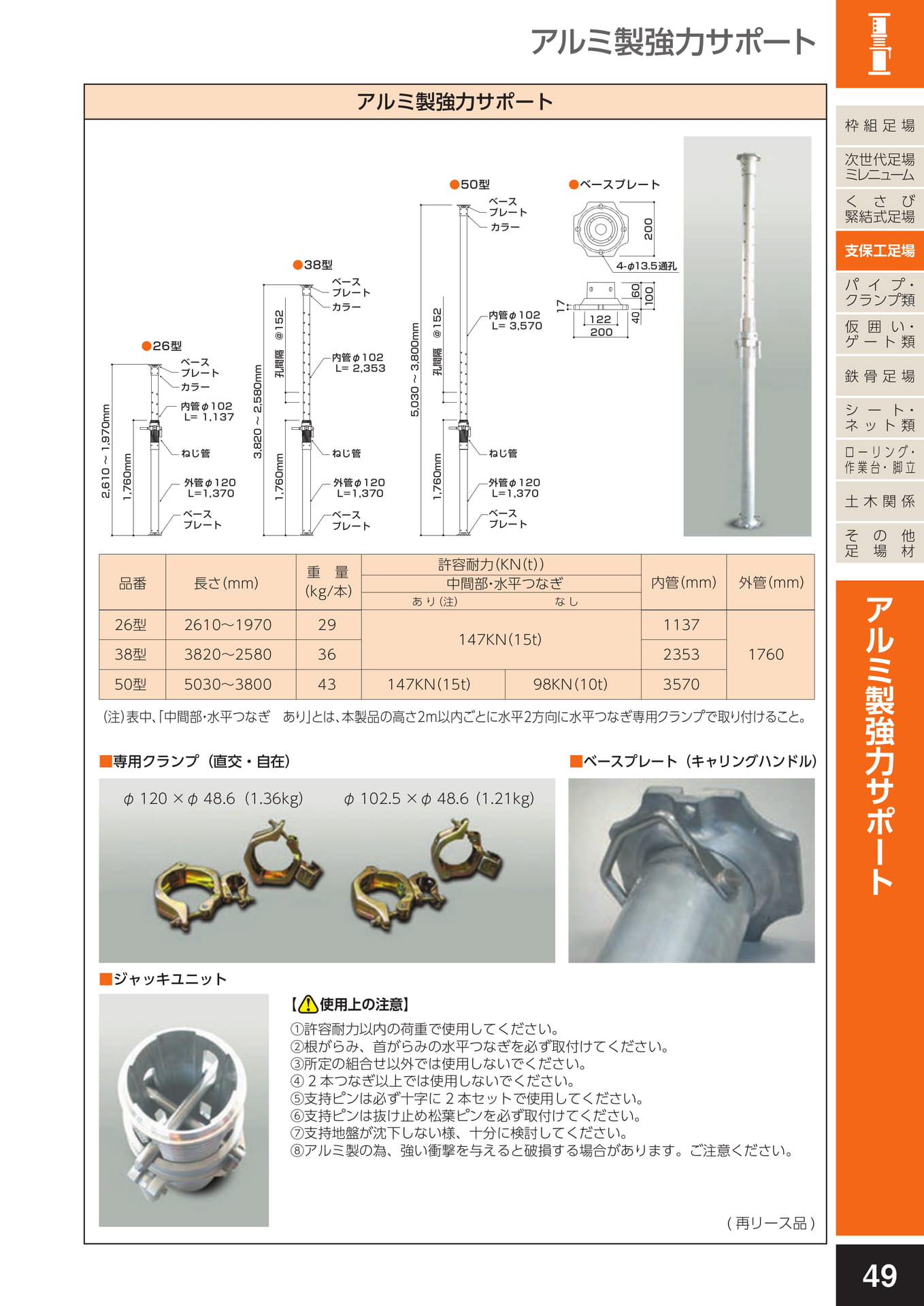 支保工足場/アルミ製協力サポート