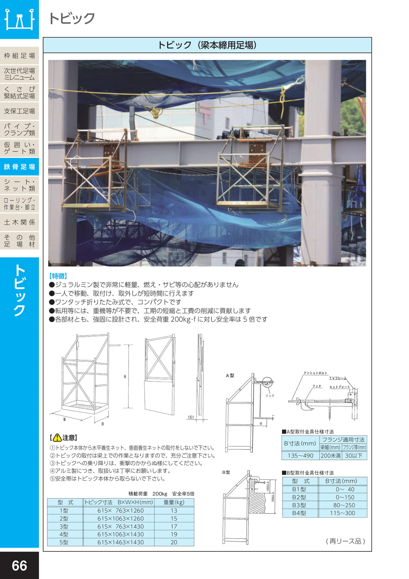 鉄骨足場/トビック（梁本締用足場）