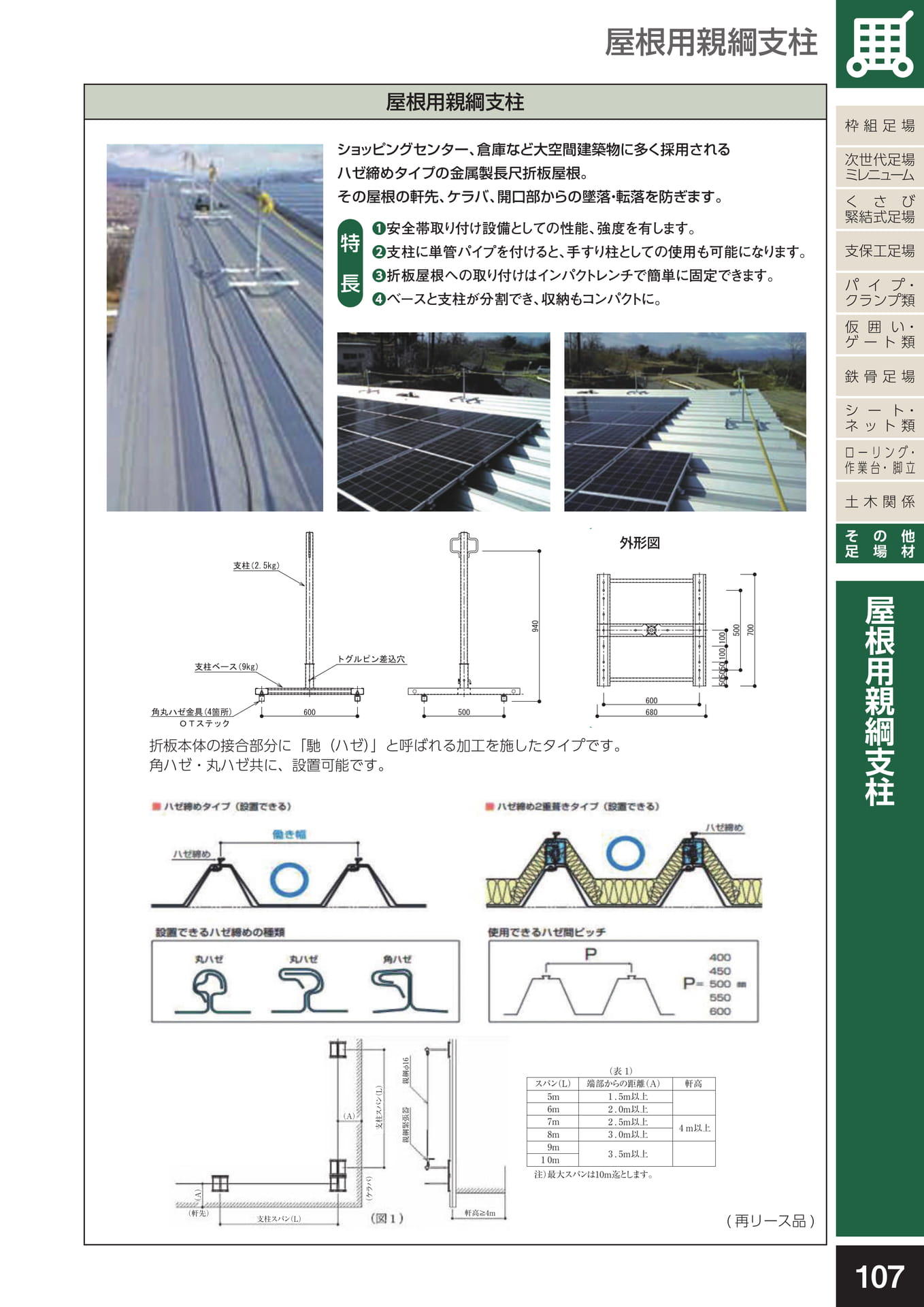 その他足場材/屋根用親綱支柱