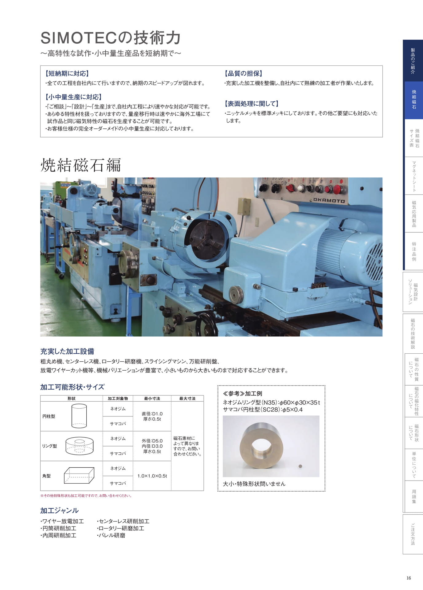 P.16　SIMOTECの技術力　焼結磁石編