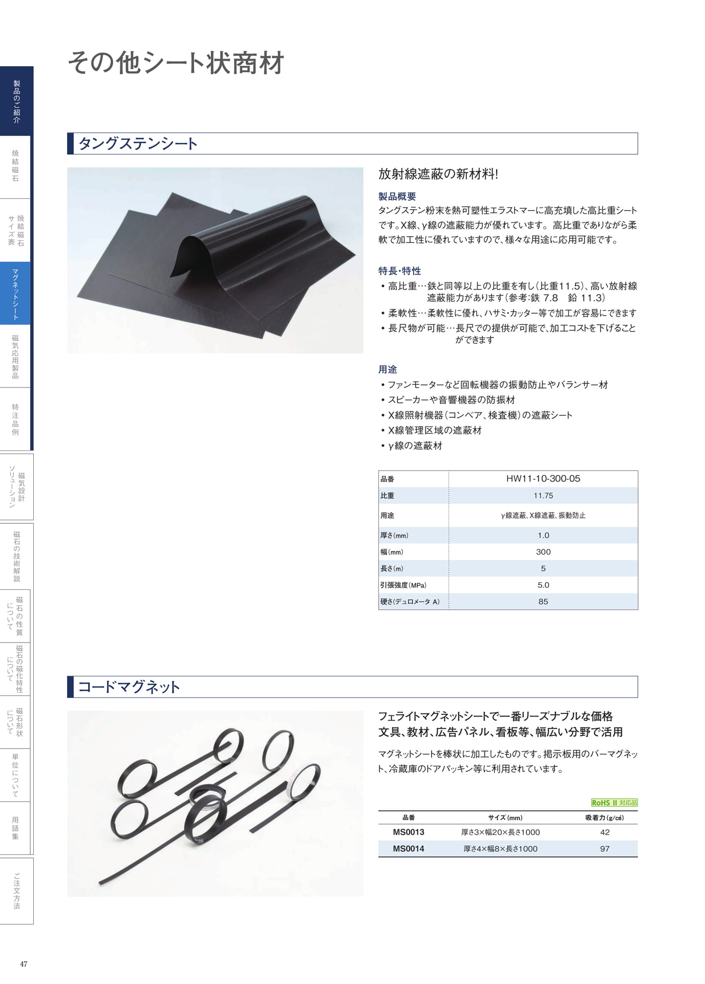 P.47　タングステンシート・コードマグネット