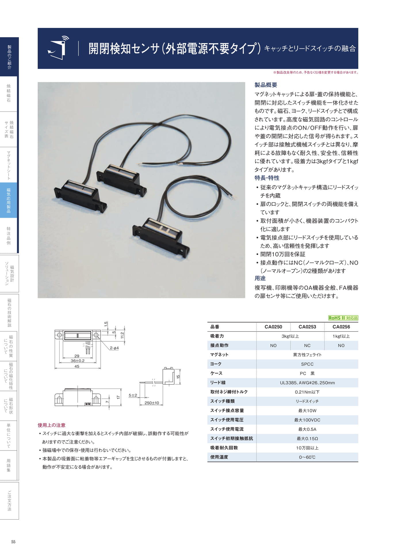 P.55　開閉検知センサ（外部電源不要タイプ）