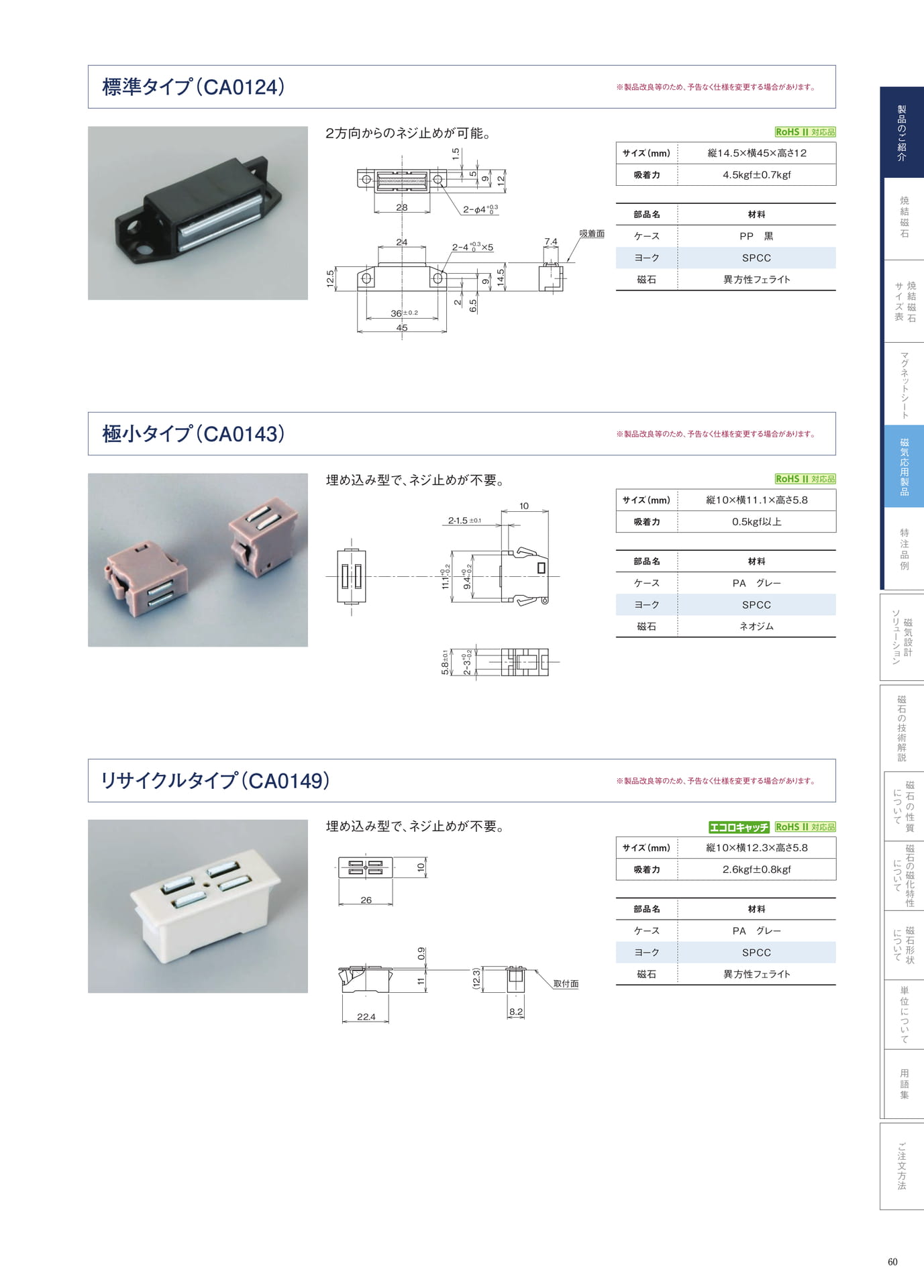 P.60　マグネットキャッチ　ラインナップ①