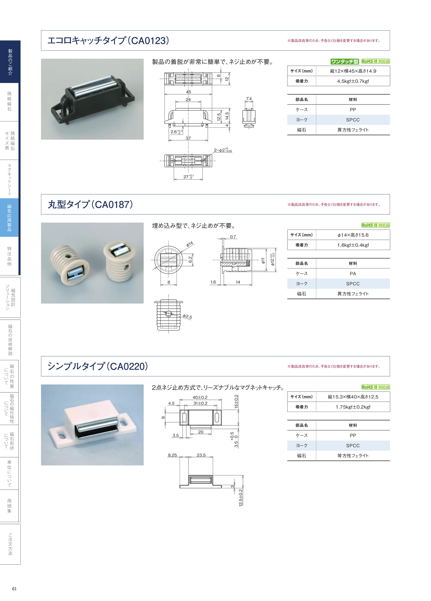 P.61　マグネットキャッチ　ラインナップ②