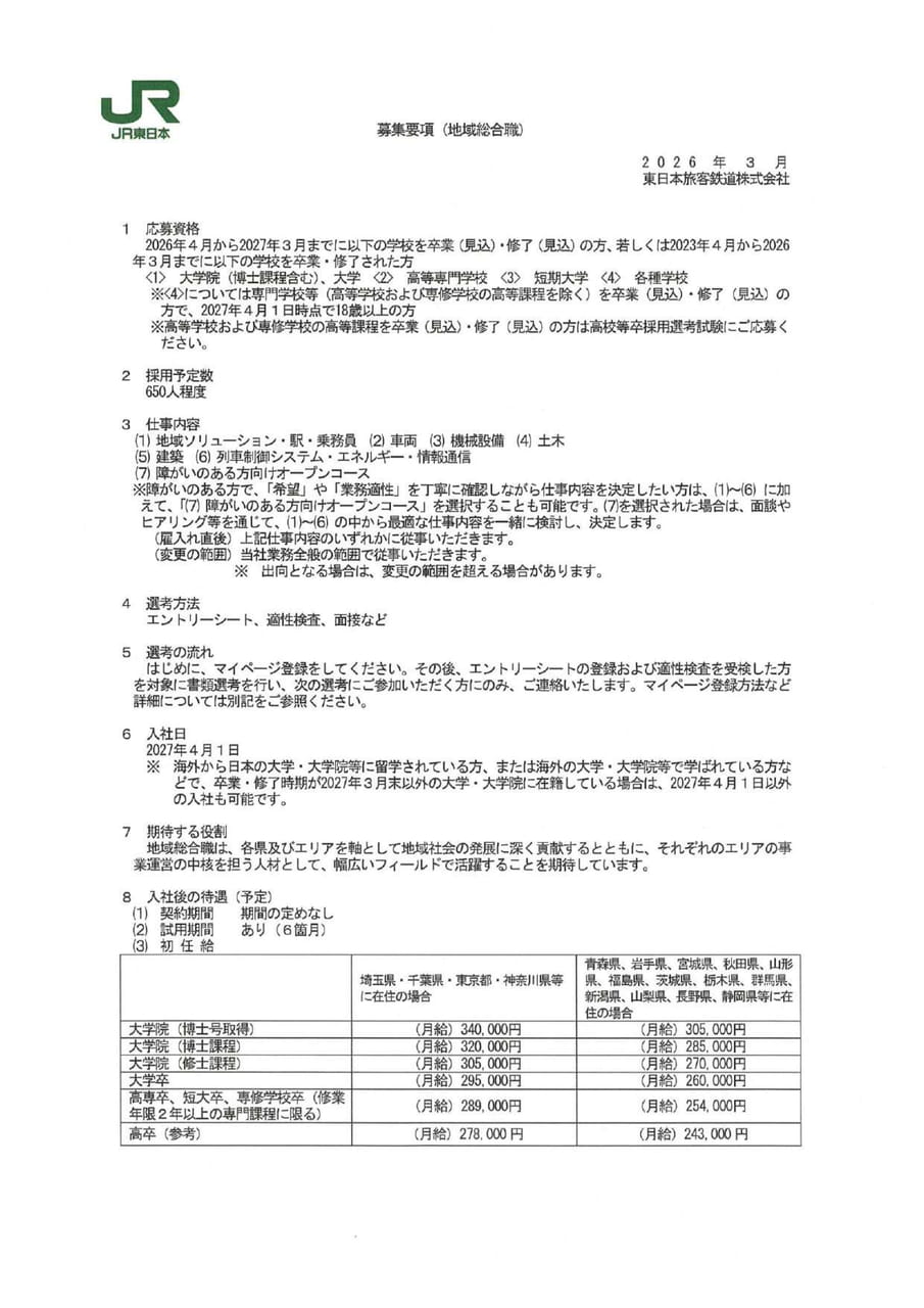 JR東日本地域総合職１