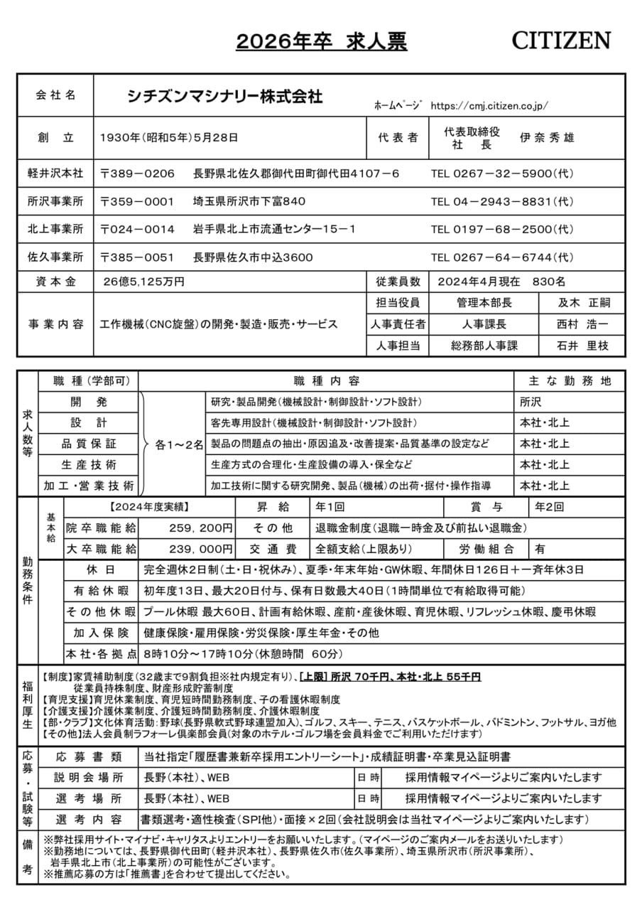 シチズンマシナリー株式会社