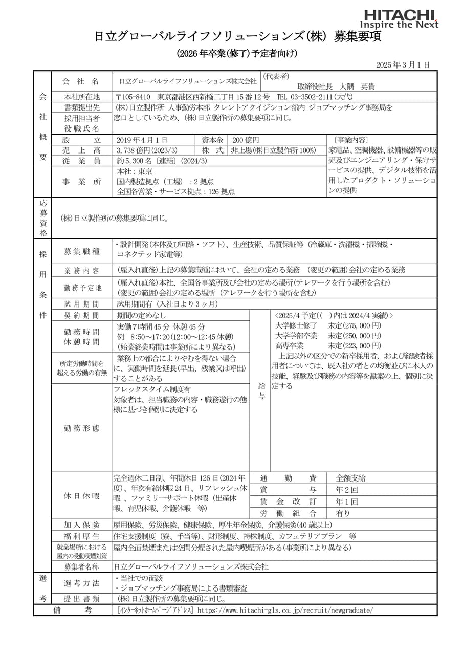 日立グローバルライフソリューションズ株式会社