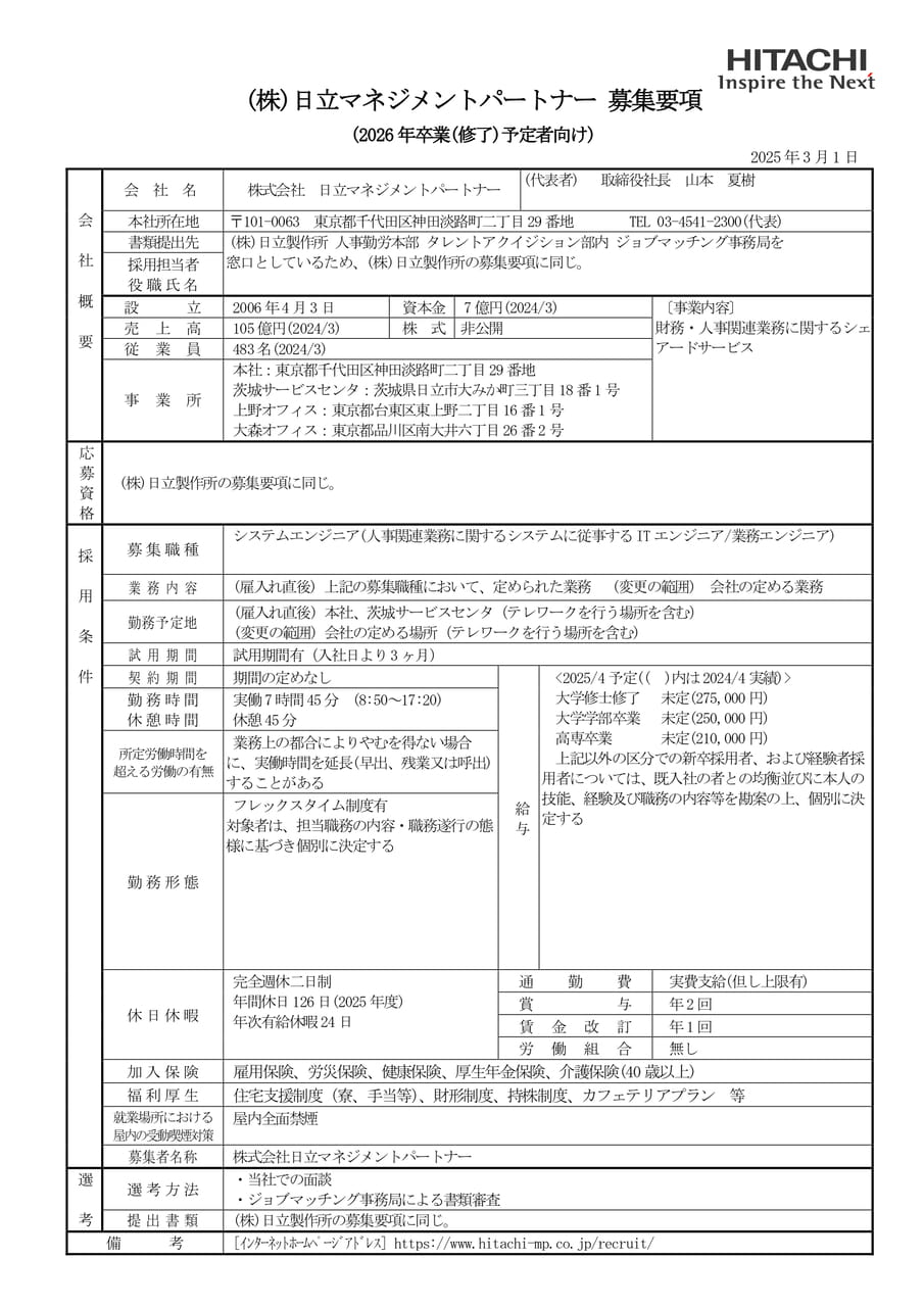 株式会社日立マネジメントパートナー