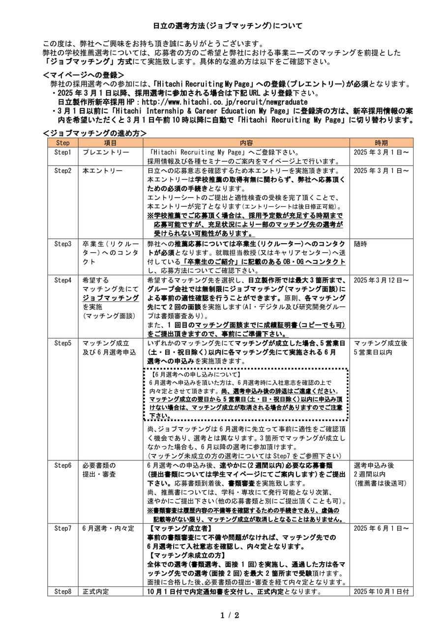 日立製作所グループ会社選考方法について