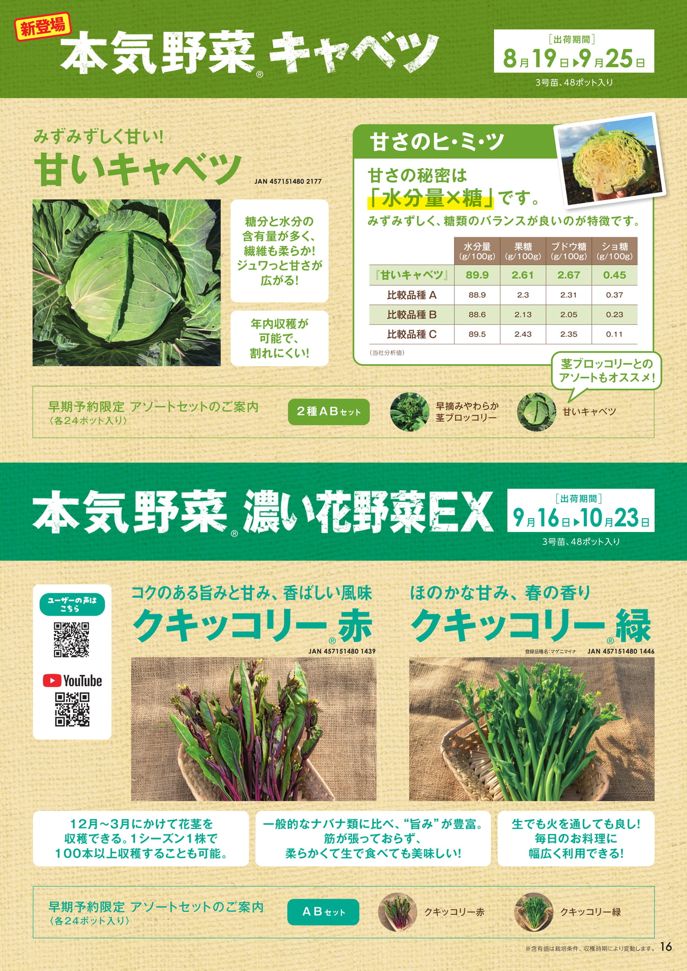 本気野菜キャベツ、本気野菜濃い花野菜EX