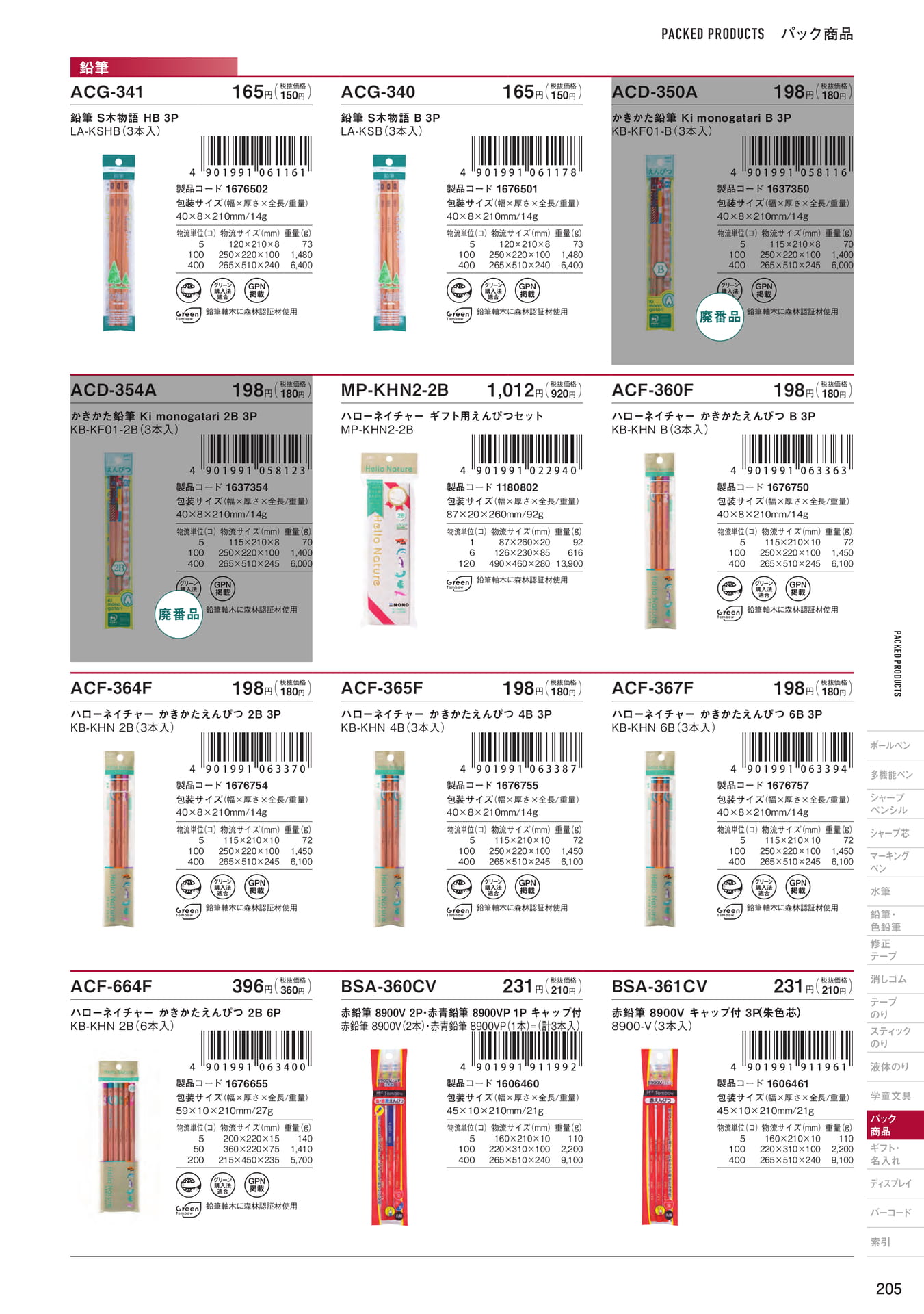 P205_パック商品_鉛筆・色鉛筆