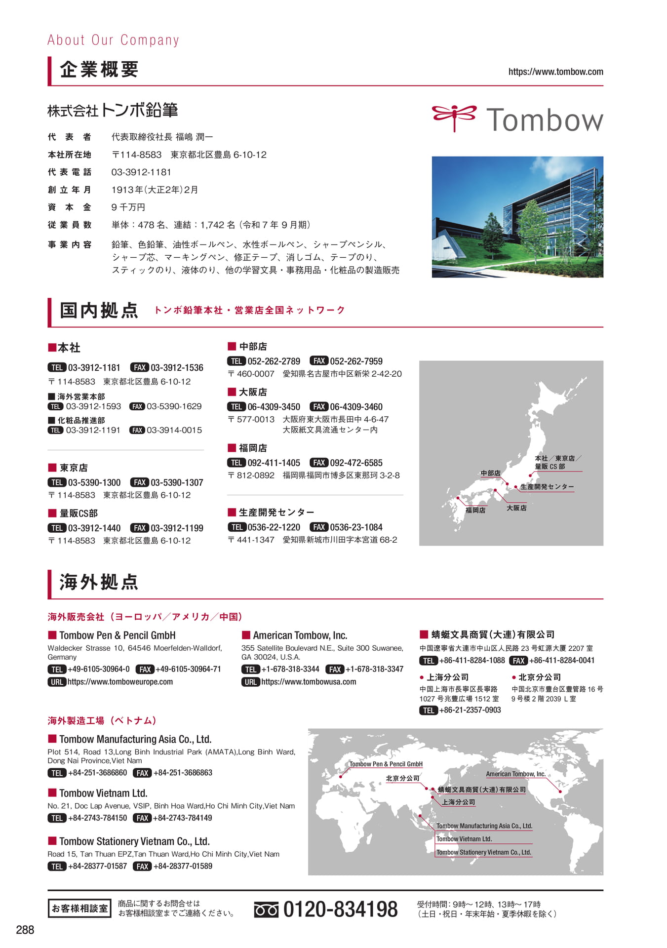 P288_企業概要・国内拠点・海外拠点
