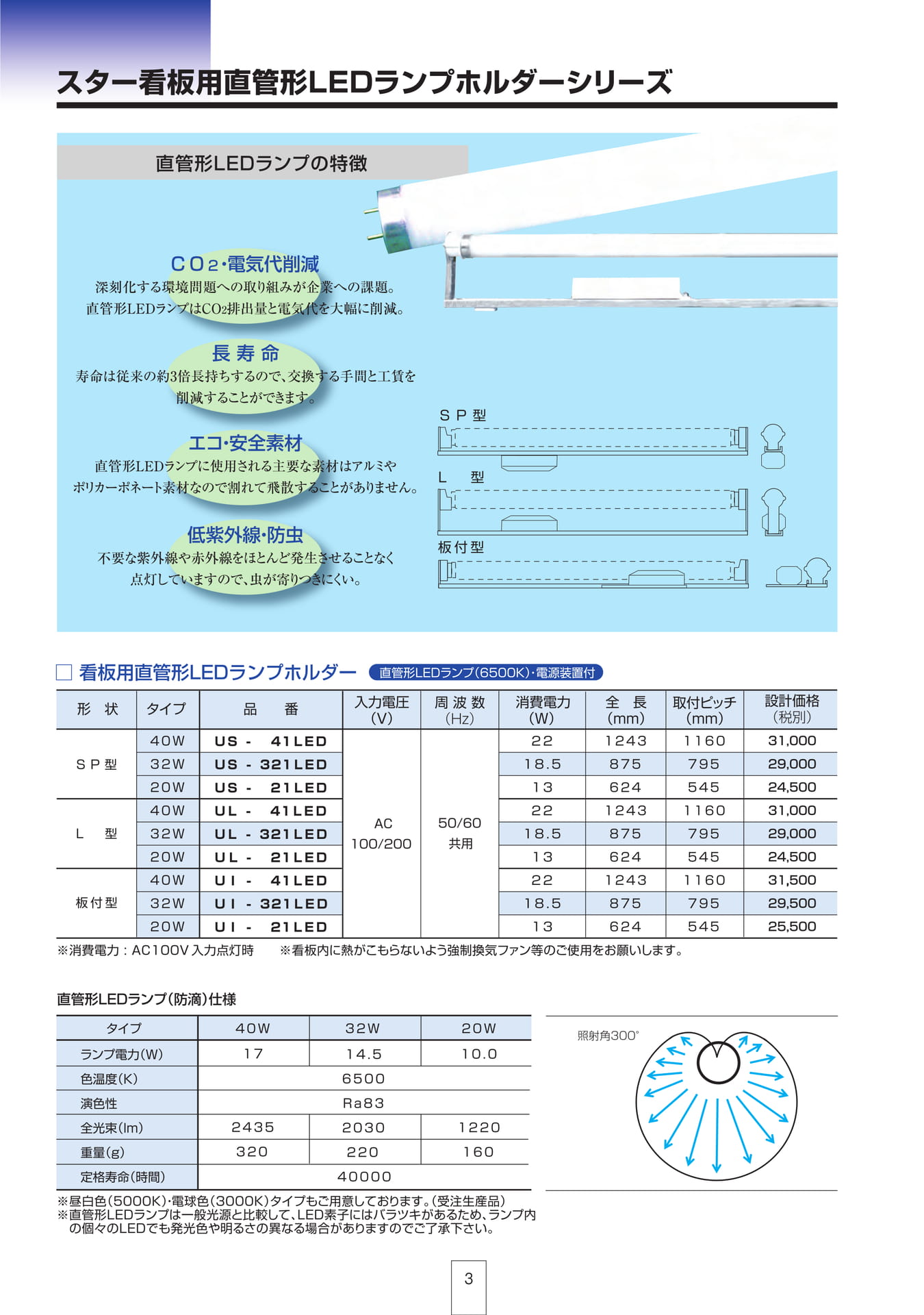 P3 スター看板用直管形LEDランプホルダーシリーズ