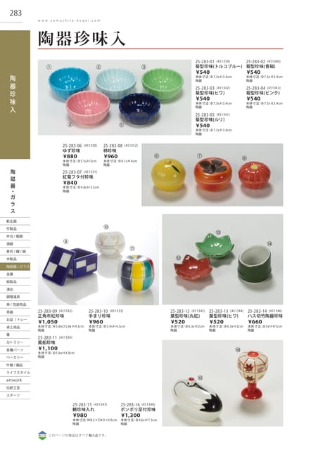 P283 陶磁器・ガラス - 陶器珍味入