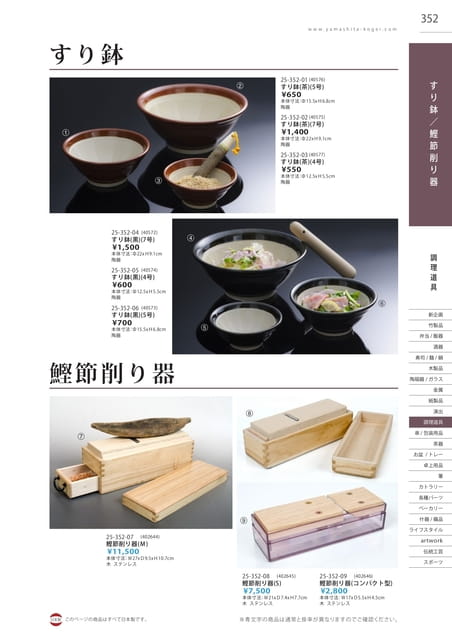 P352 調理道具 - すり鉢／鰹節削り器