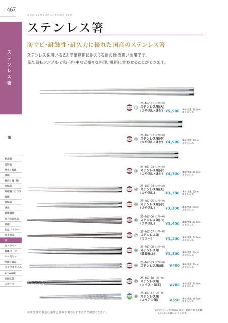 P467 箸 - ステンレス箸